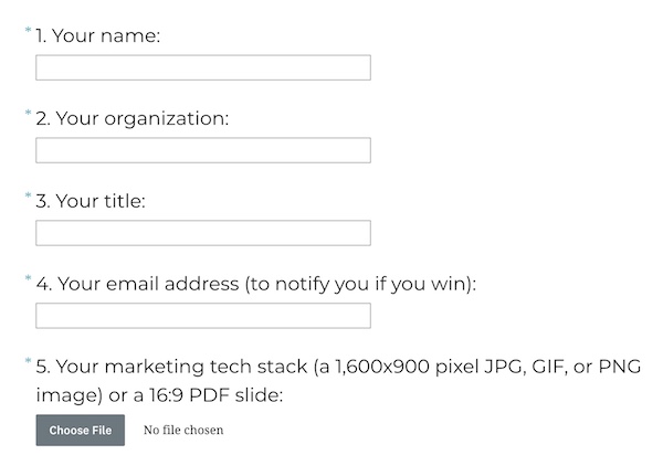 Entry Form for The Stackies 2020: Marketing Tech Stack Awards