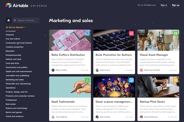 Airtable Universe: Marketing and Sales